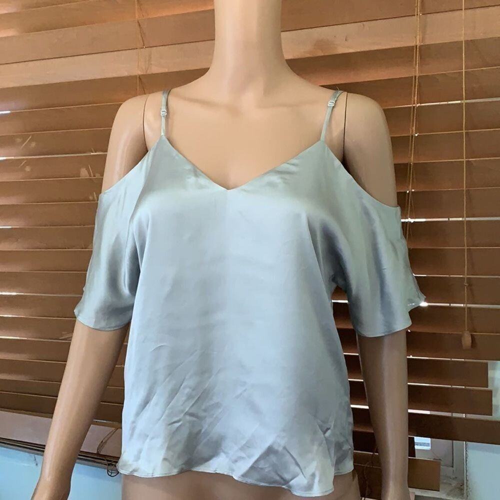 WILFRED CUPRO GRAY OFF THE SHOULDER BLOUSE SIZE S‎